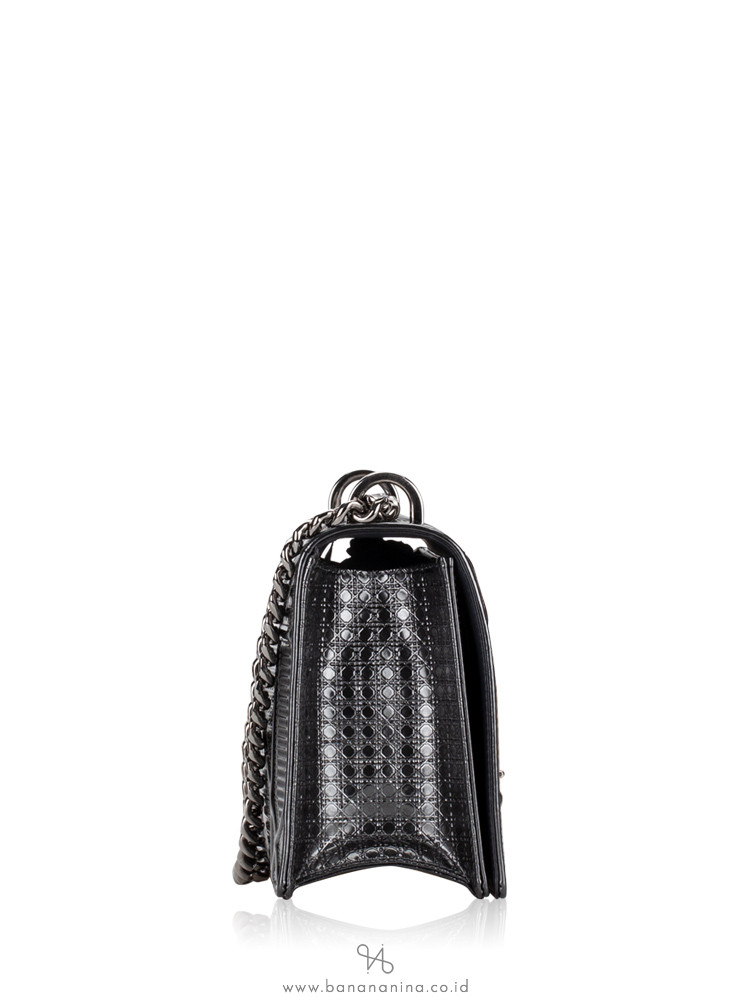 DIOR Micro Cannage Metallic Diorama Medium Flap Bag Black