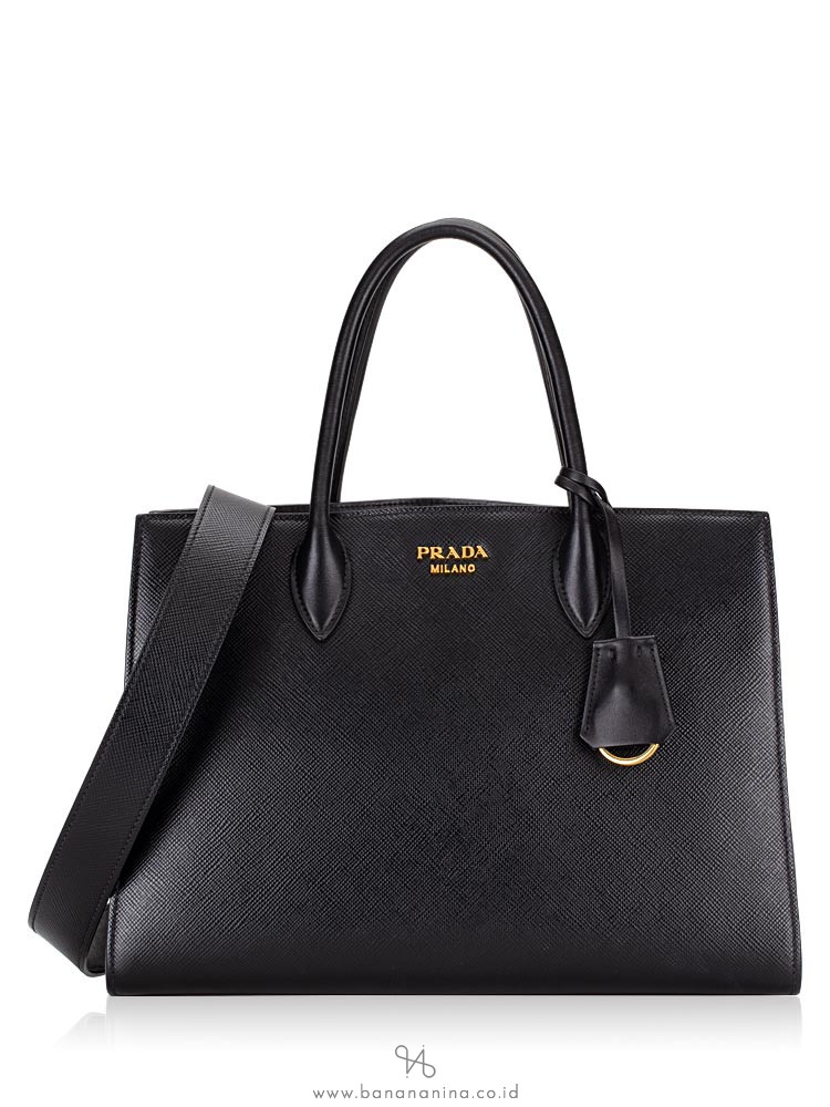 PRADA 1BA153 Saffiano Large Tote Nero Fuoco