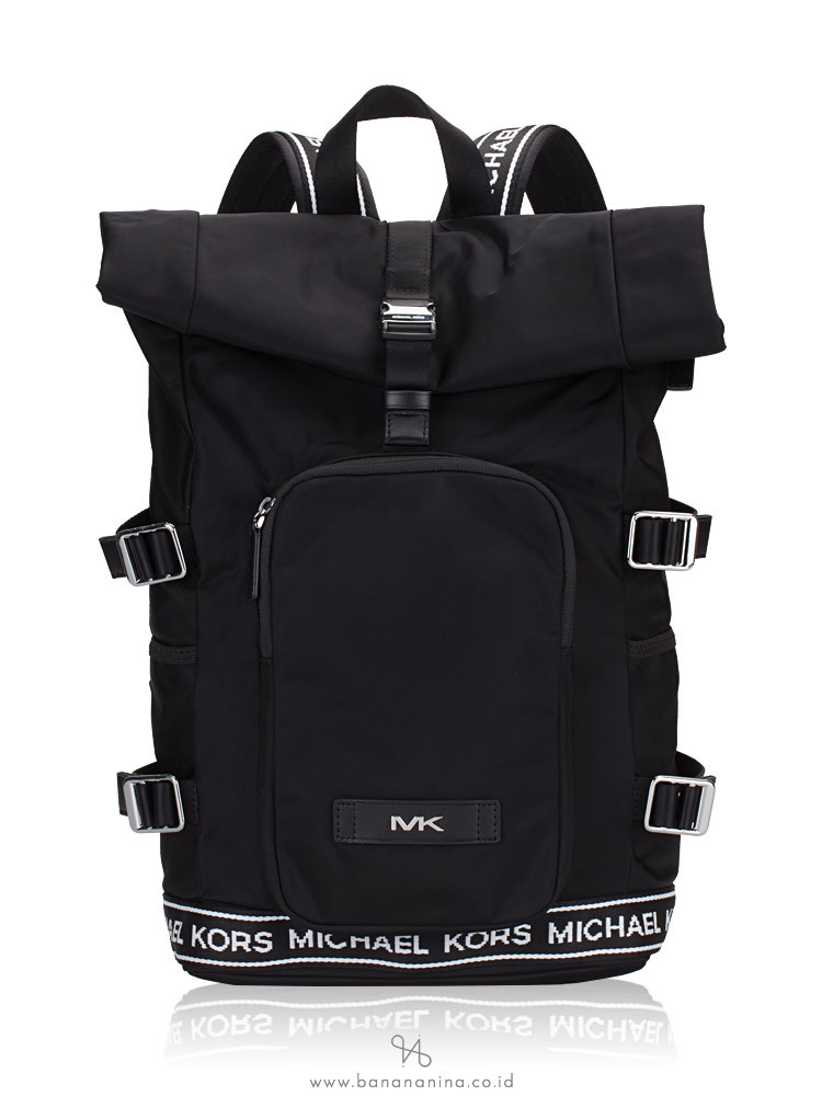 MICHAEL KORS Men Kent Nylon Roll Top Backpack Black