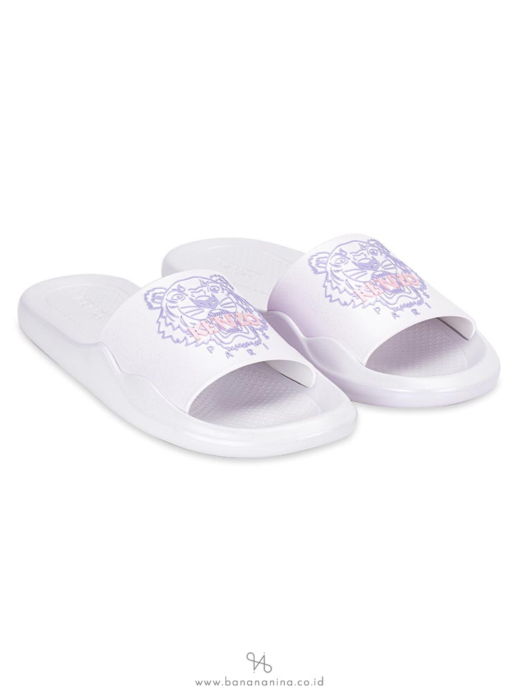 KENZO Tiger Pool Mule Slide Sandal Blanc Purple Sz 38