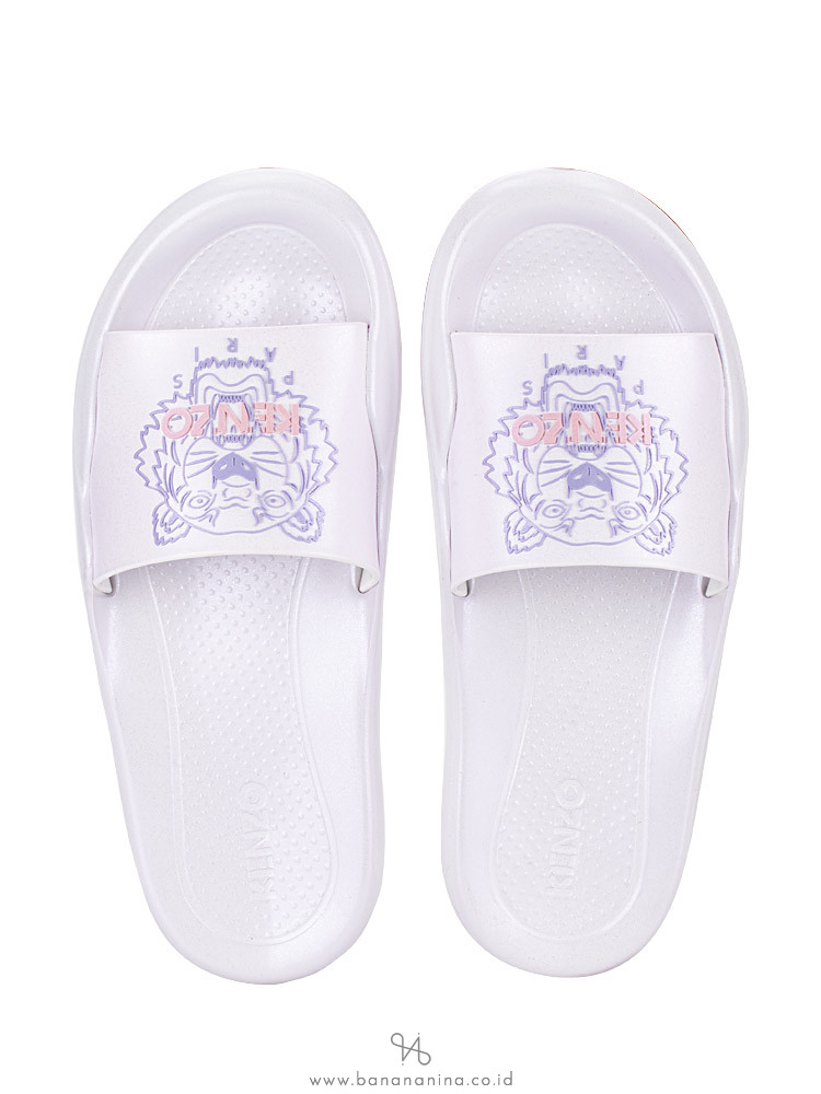 KENZO Tiger Pool Mule Slide Sandal Blanc Purple Sz 38