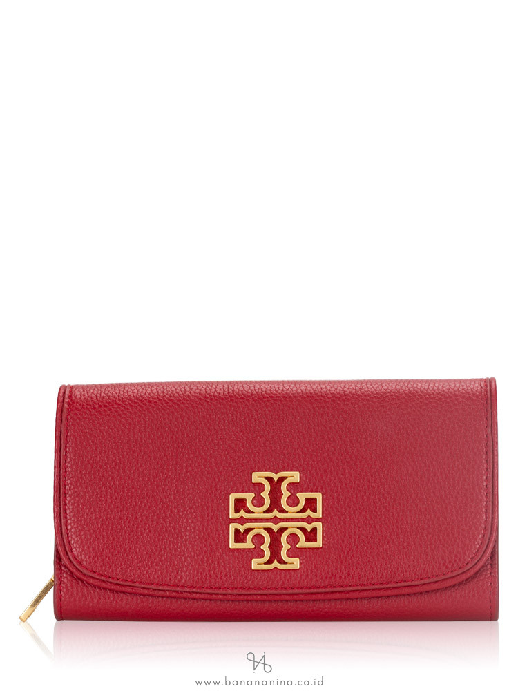 TORY BURCH Britten Duo Leather Envelope Wallet Red Stone