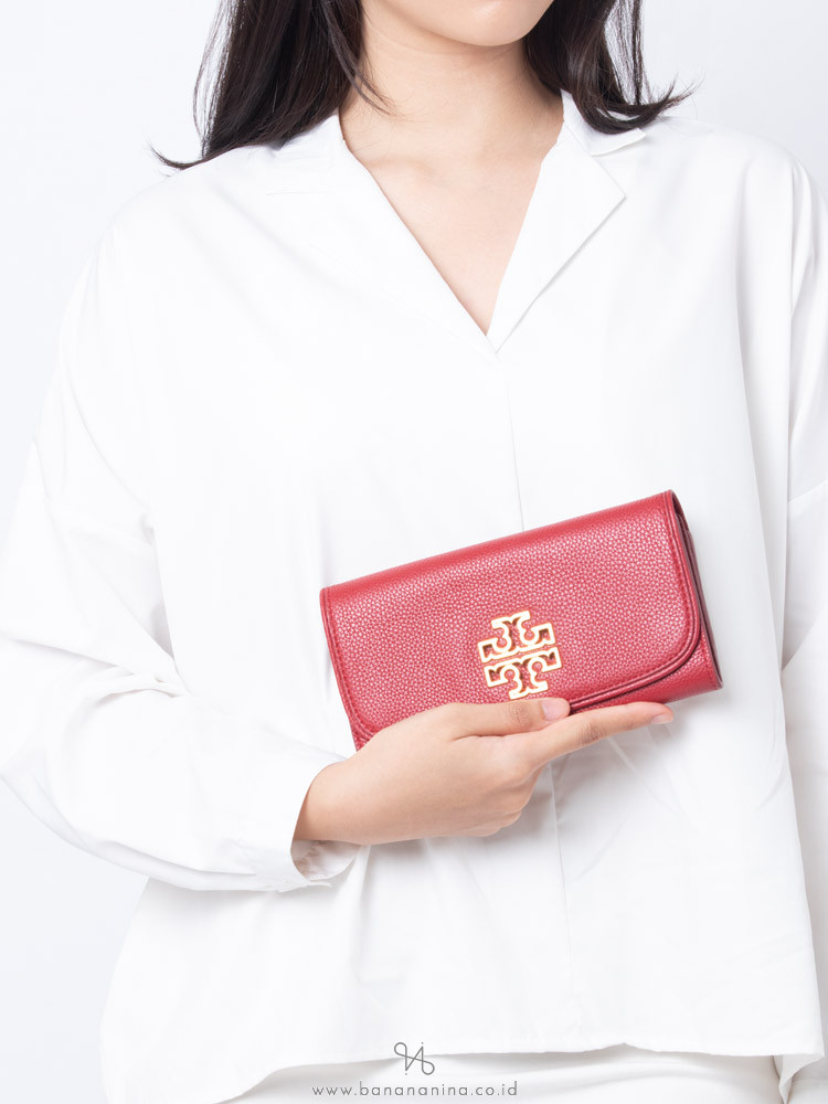 TORY BURCH Britten Duo Leather Envelope Wallet Red Stone