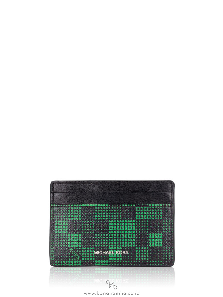 MICHAEL KORS Men Gifting Plaid Card Case With ID Black Palm