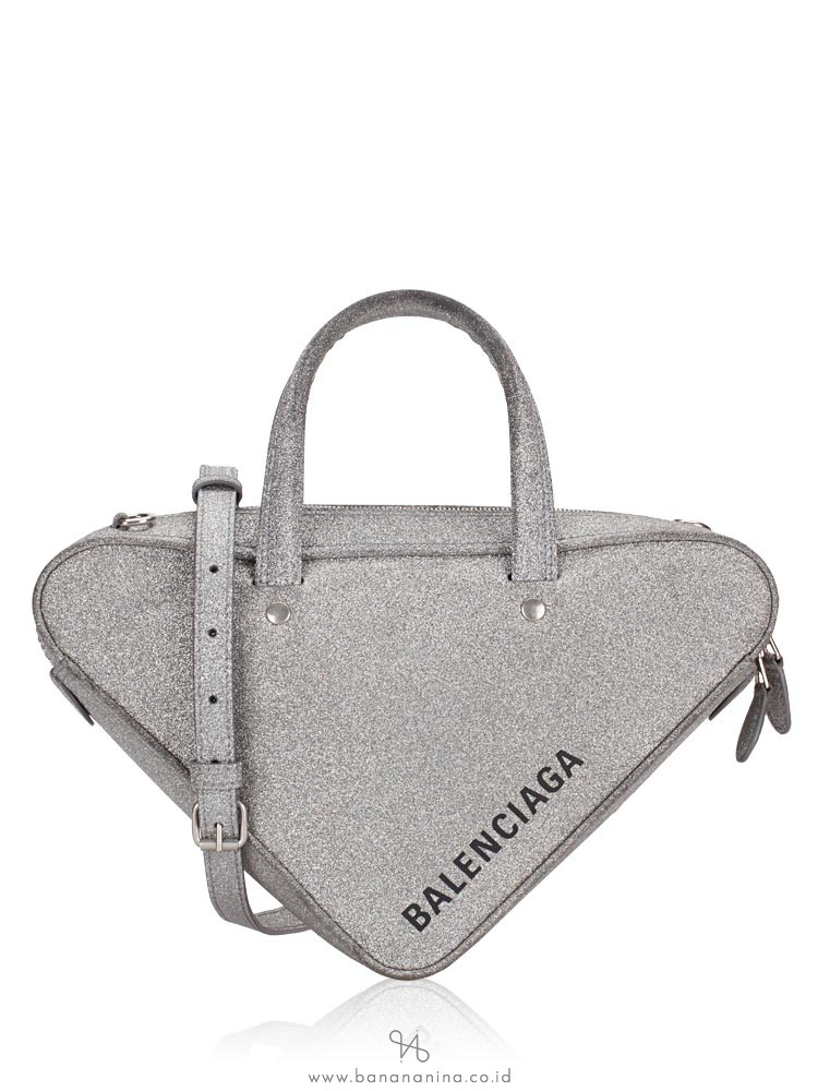 BALENCIAGA Glitter Triangle Duffle XS Argent Noir