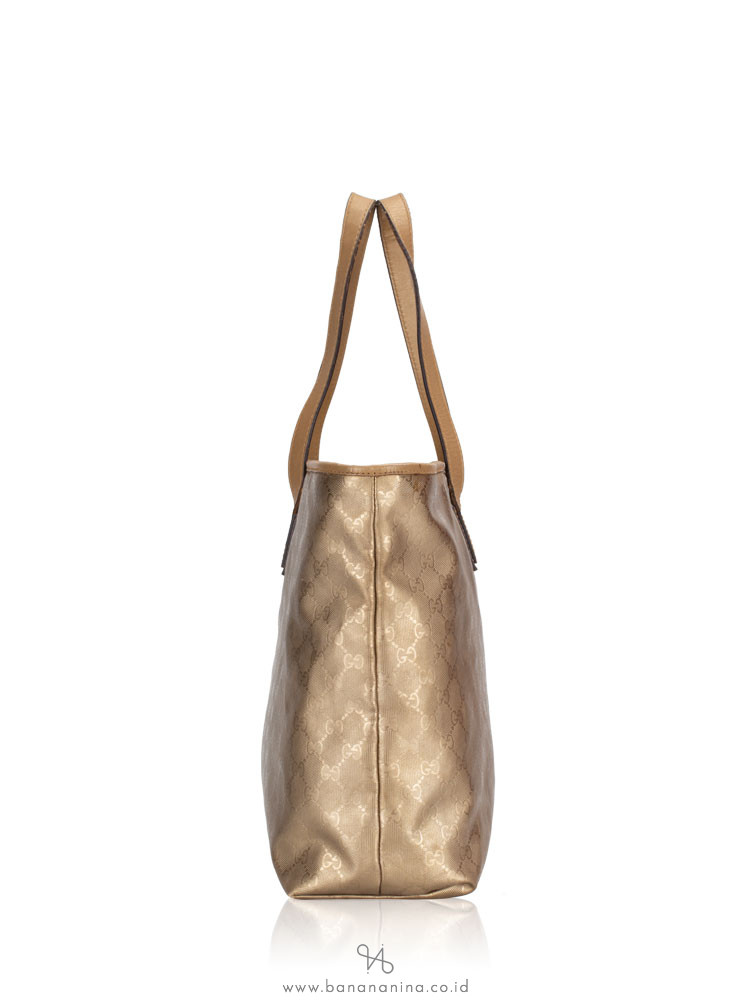GUCCI GG Imprime Medium Tote Gold