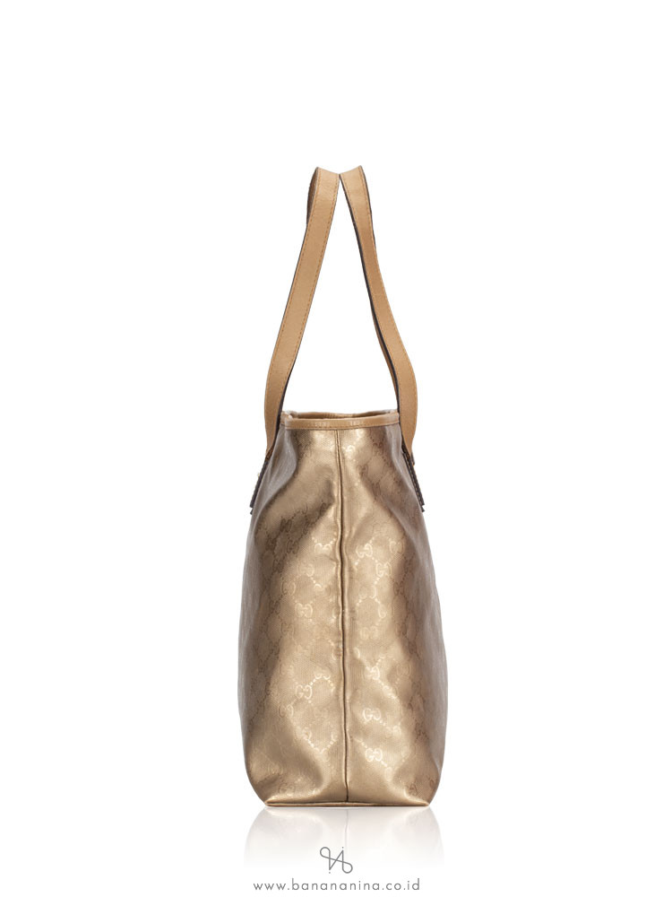 GUCCI GG Imprime Medium Tote Gold