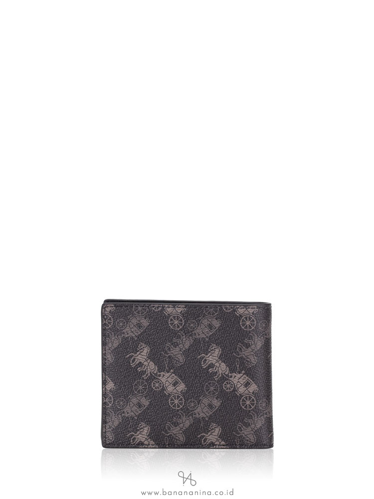 COACH Men 570 Horse And Carriage Print ID Billfold Wallet Black Multi