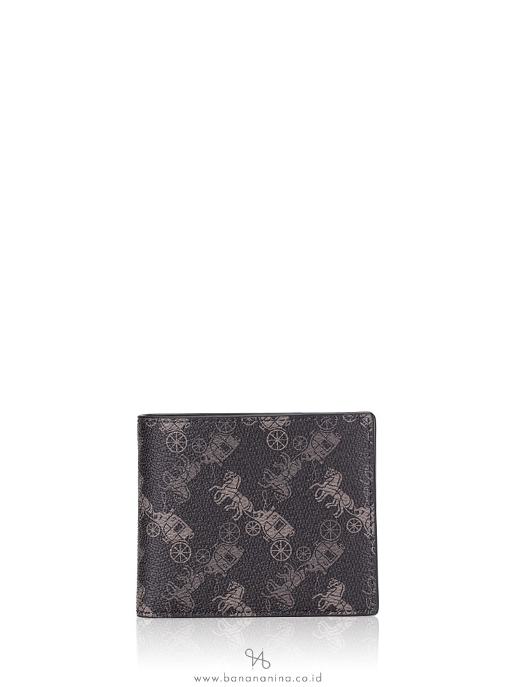 COACH Men 570 Horse And Carriage Print ID Billfold Wallet Black Multi