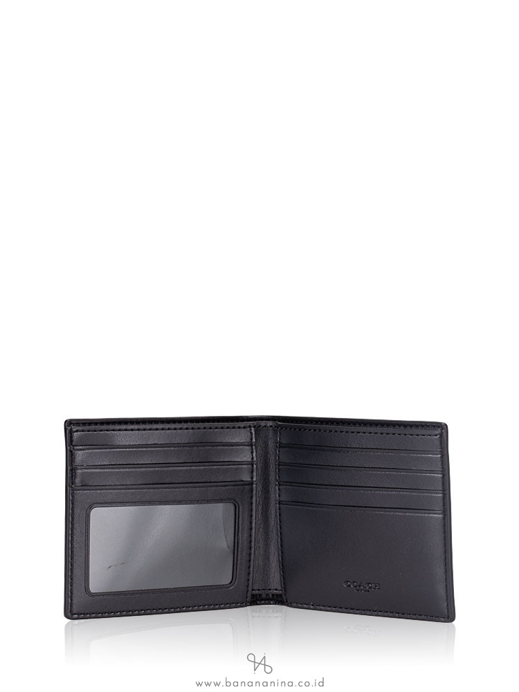 COACH Men 570 Horse And Carriage Print ID Billfold Wallet Black Multi