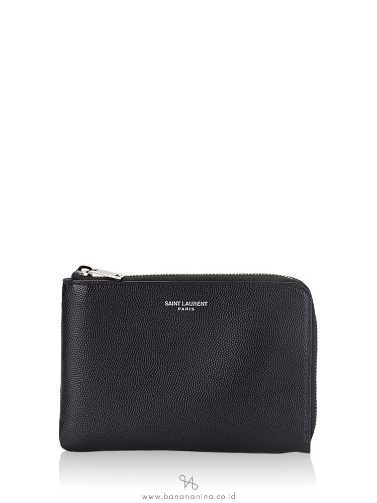 SAINT LAURENT Grain de Poudre Wallet with Key Holder Black