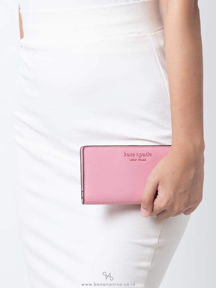 KATE SPADE Cameron Monotone Large Slim Bifold Wallet Bright Carnation
