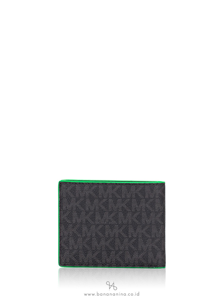 MICHAEL KORS Men Cooper Monogram Slim Billfold Wallet Black Palm
