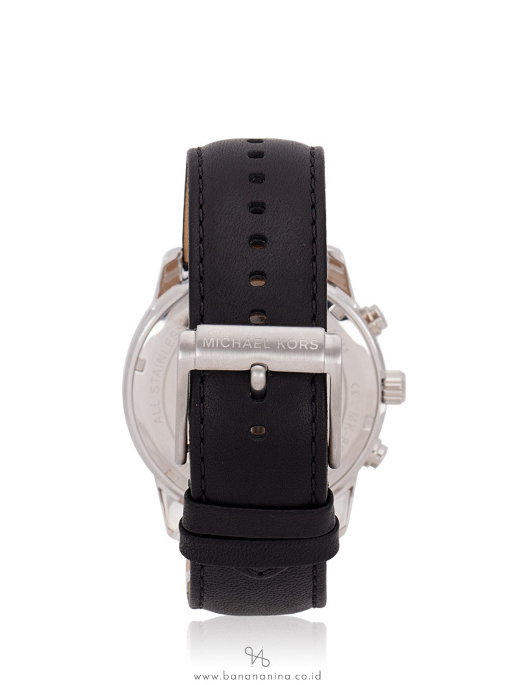 MICHAEL KORS Men MK8668 Mercer Leather Chronograph Black Silver