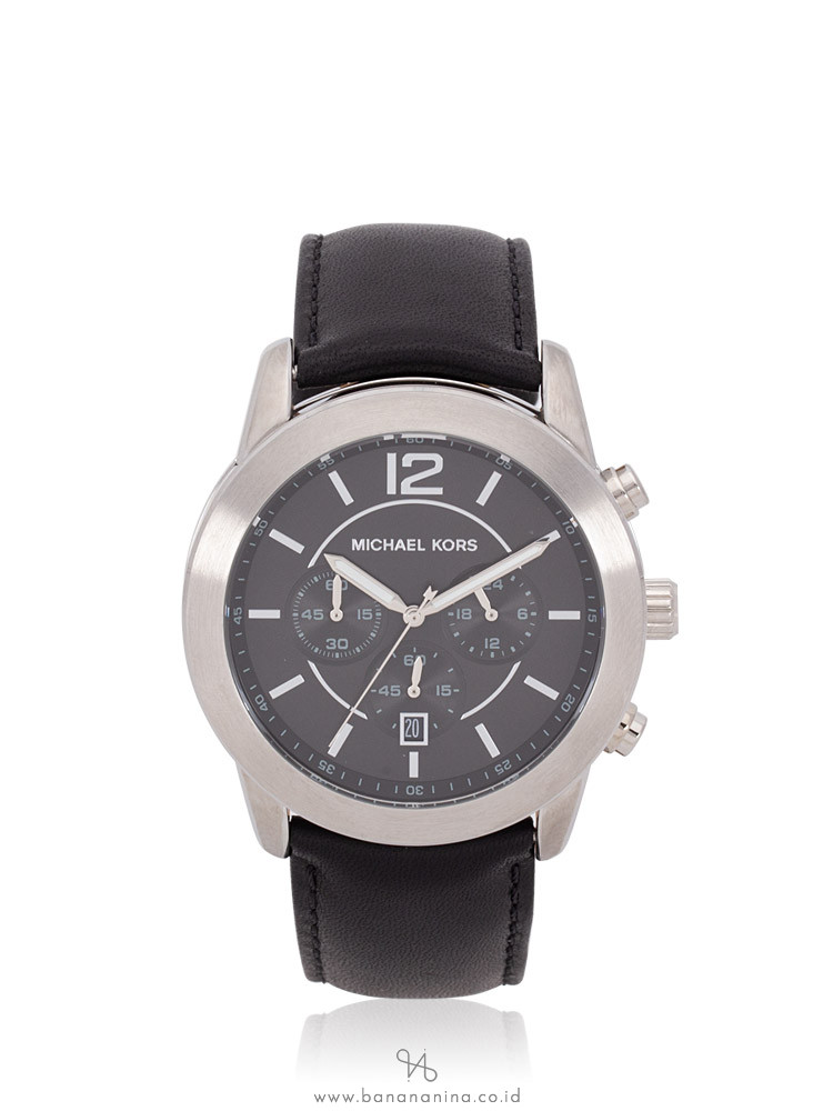 MICHAEL KORS Men MK8668 Mercer Leather Chronograph Black Silver