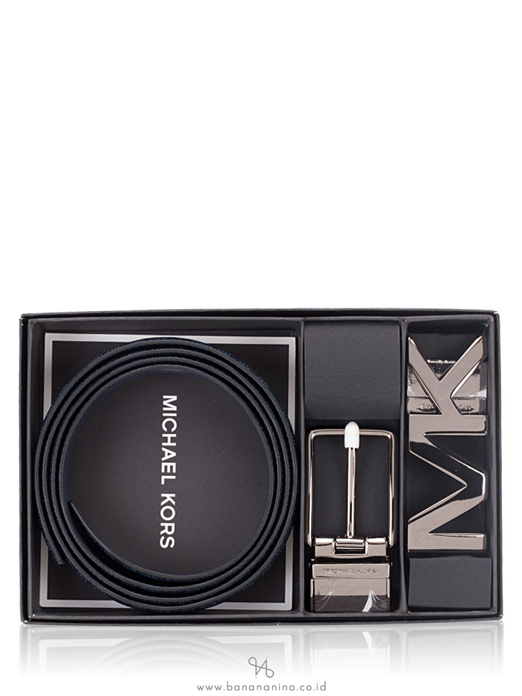 MICHAEL KORS Men 4 In 1 Signature Belt Box Set Baltic Blue