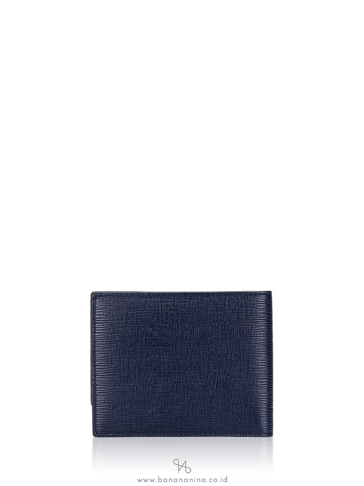 BALLY Men Bevye Embossed Leather Bifold Wallet Blue