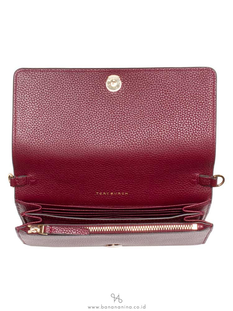 TORY BURCH Carter Chain Wallet Crossbody Imperial Garnet
