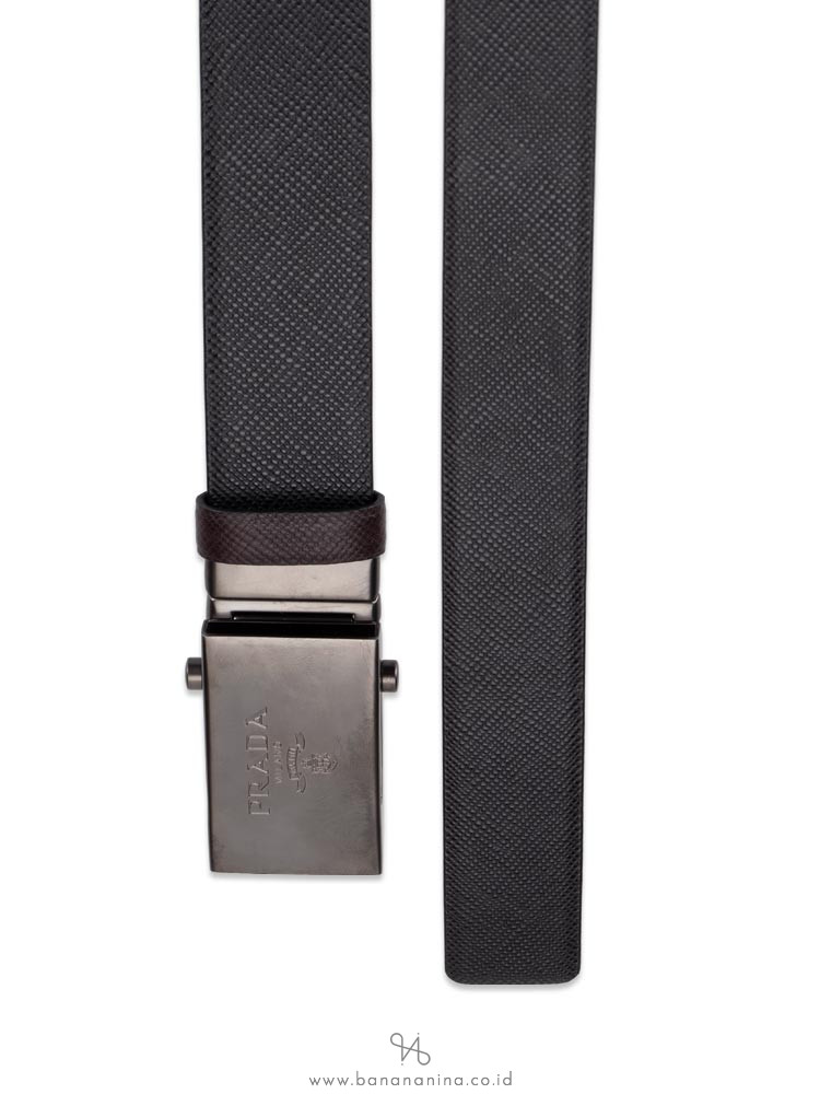 Prada Men 2cm016 Saffiano Cuir Reversible Belt Black Brown