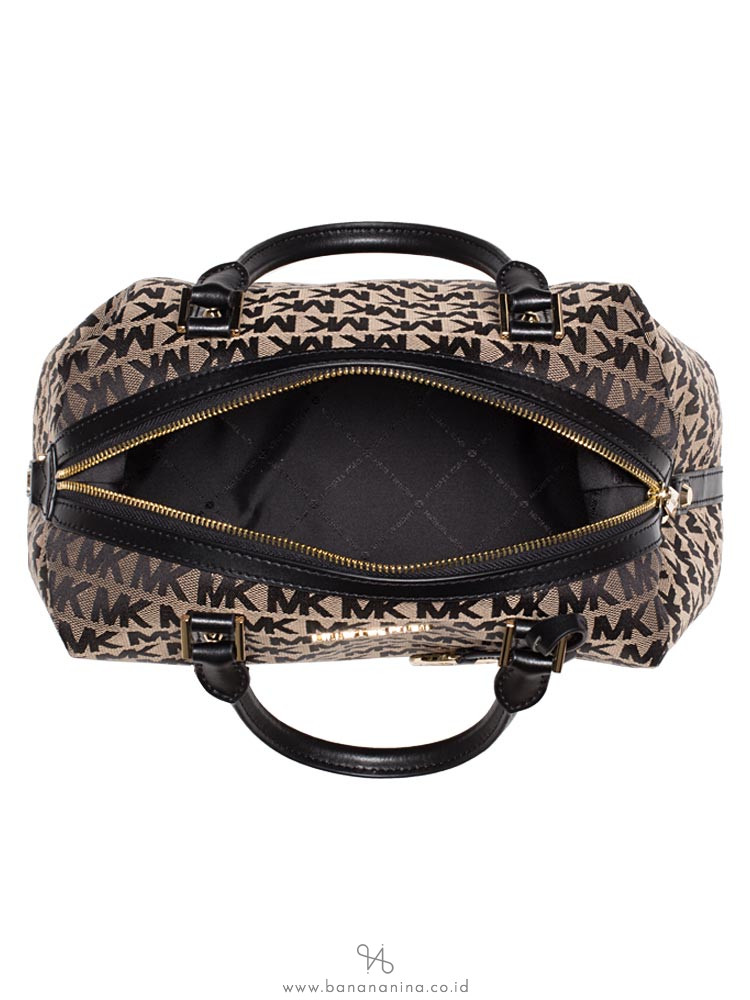 MICHAEL KORS Ginger Monogram Large Duffle Beige Black