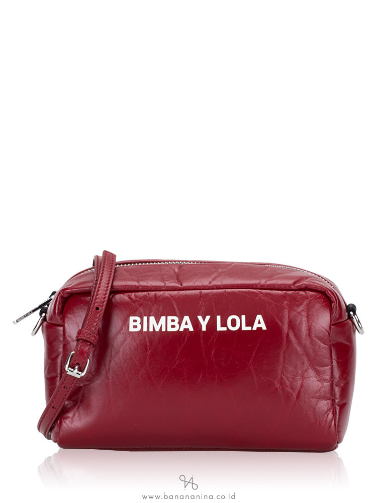 BIMBA Y LOLA Leather Rectangular Crossbody Dark Red