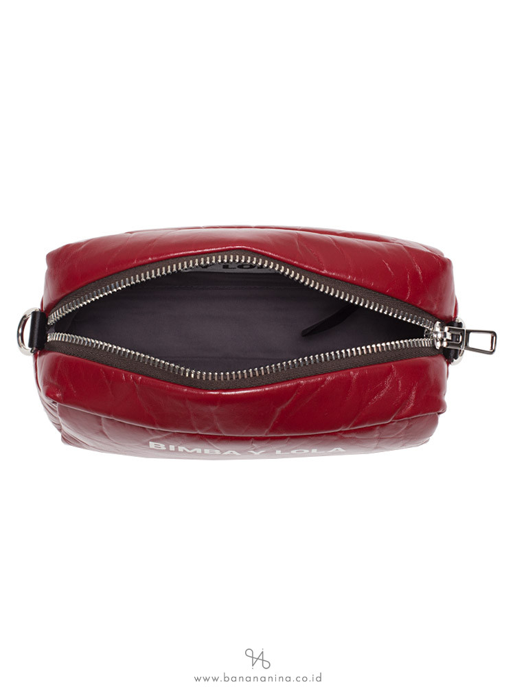 BIMBA Y LOLA Leather Rectangular Crossbody Dark Red