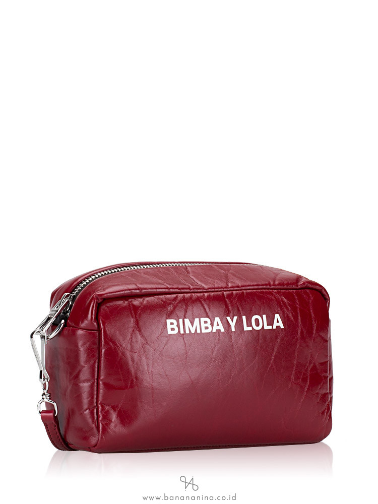 BIMBA Y LOLA Leather Rectangular Crossbody Dark Red