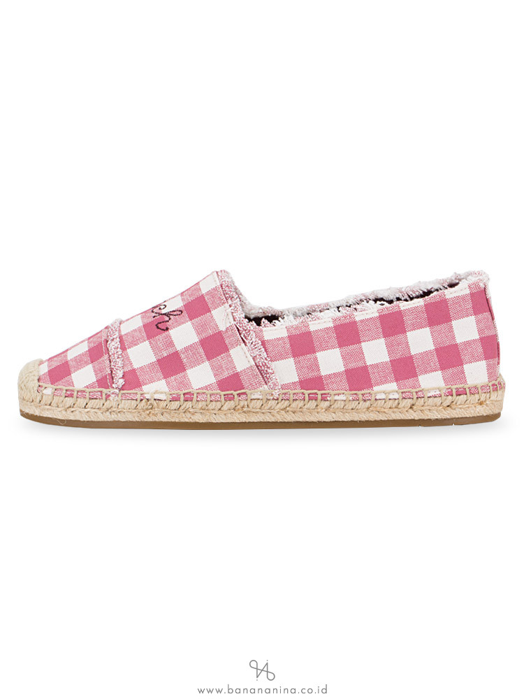 COACH G3478 Celina Gingham Espadrilles Strawberry Chalk Sz 8