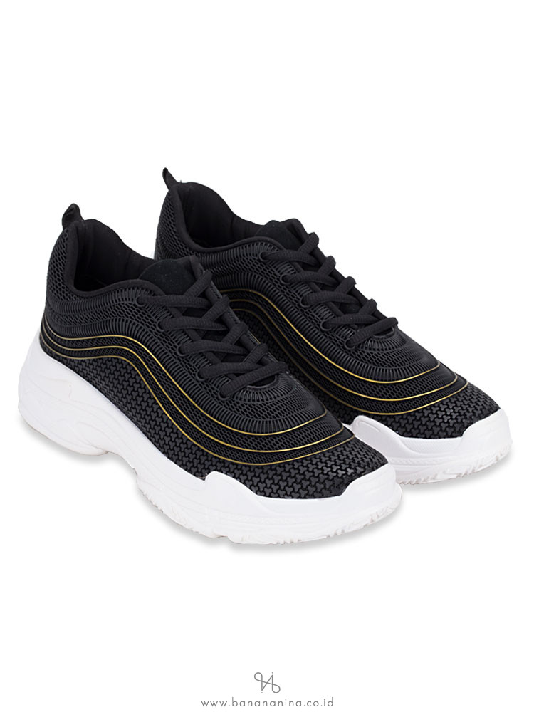 STEVE MADDEN Mackena Leather Sneaker Black Multi Sz 6