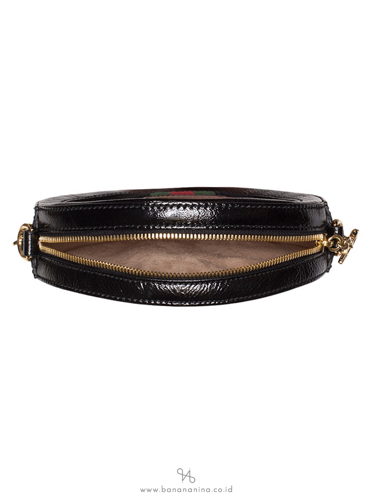 GUCCI Ophidia Suede Mini Round Shoulder Bag Black