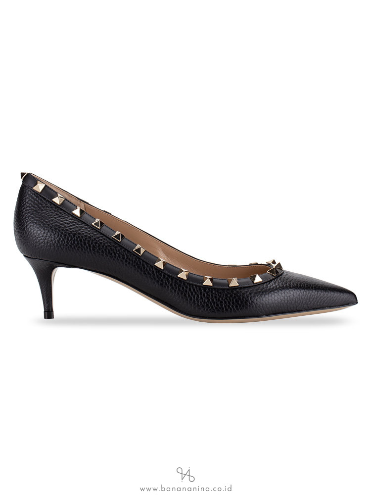 VALENTINO Rockstuds Grainy Leather Heels Black Sz 40