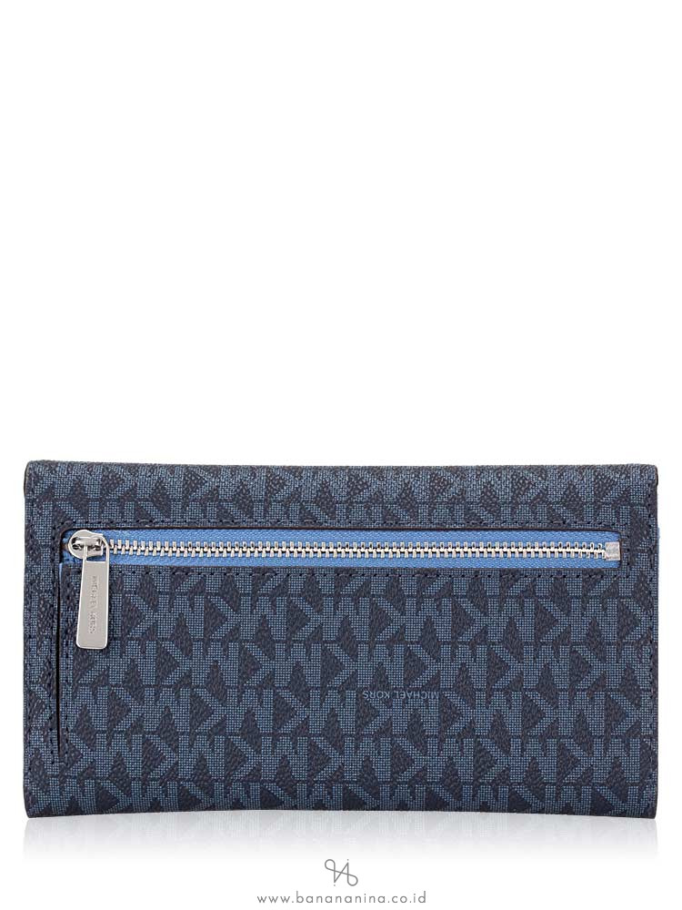 MICHAEL KORS Jet Set Monogram Large Trifold Wallet French Blue Multi