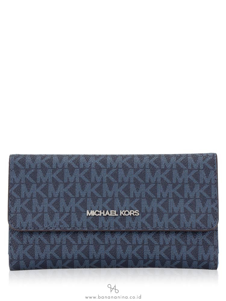 MICHAEL KORS Jet Set Monogram Large Trifold Wallet French Blue Multi