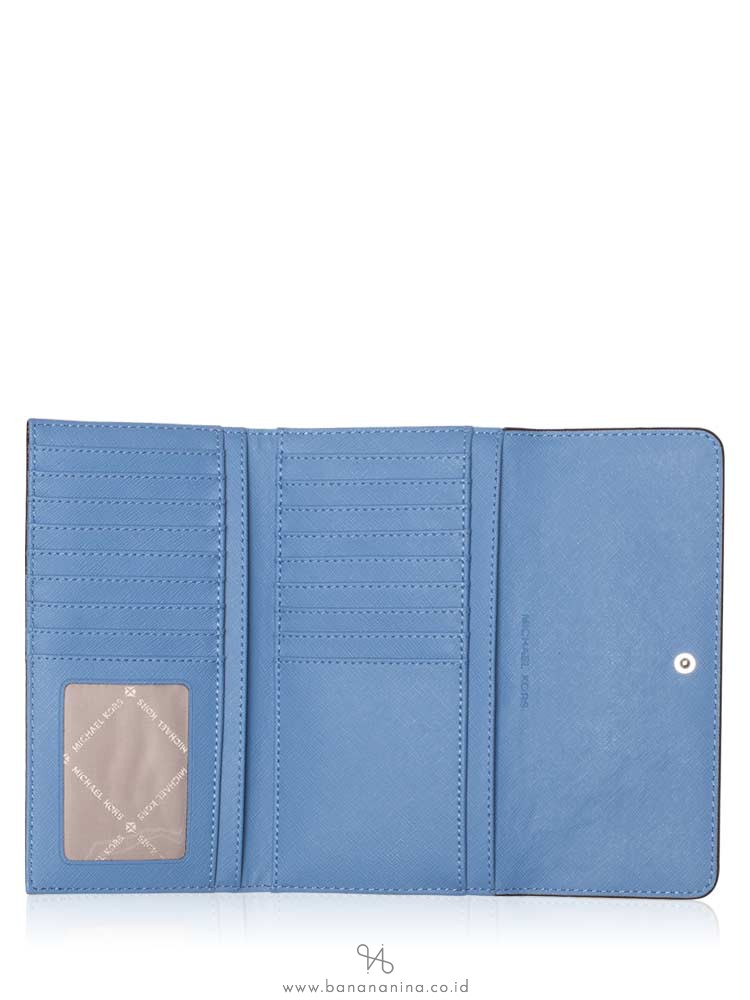 MICHAEL KORS Jet Set Monogram Large Trifold Wallet French Blue Multi
