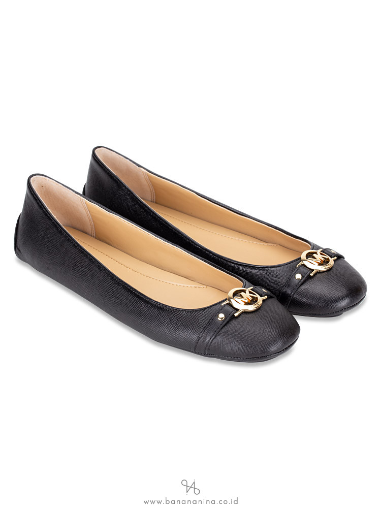 MICHAEL KORS Hampton Leather Ballet Flats Black Sz 7.5