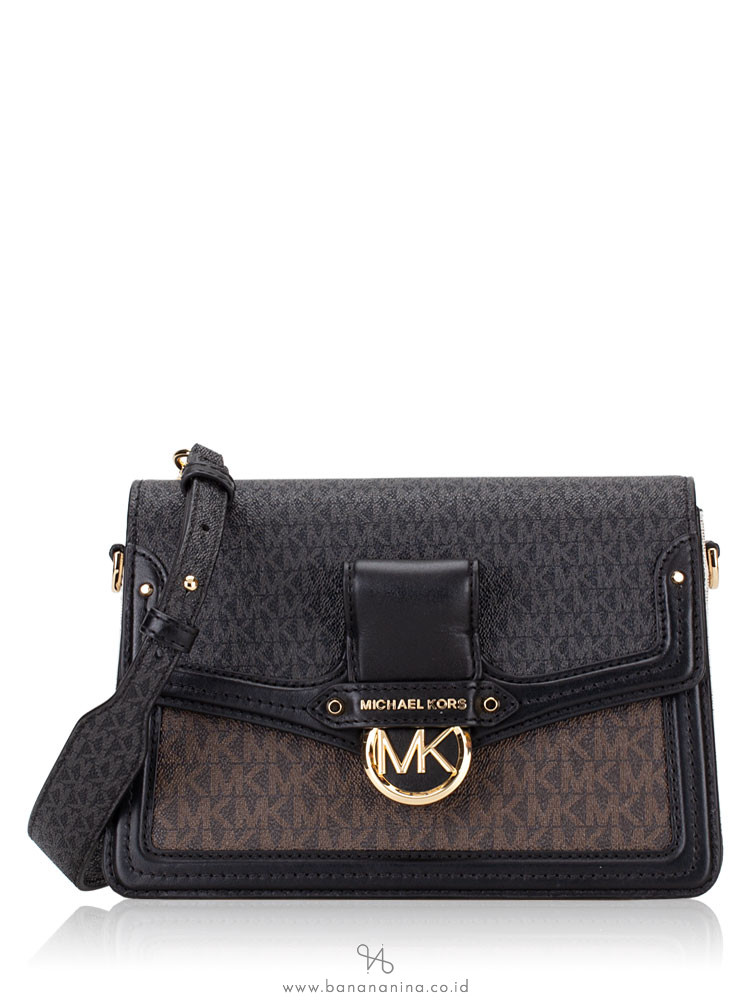 MICHAEL KORS Signature Jessie Medium Flap Shoulder Brown Multi