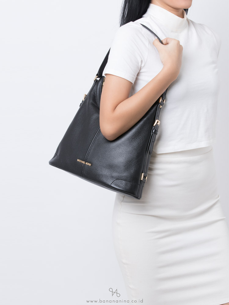 MICHAEL KORS Ginger Leather Large Shoulder Black