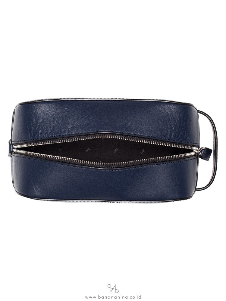 MICHAEL KORS Men Toiletry Leather Holder Vintage Indigo Navy