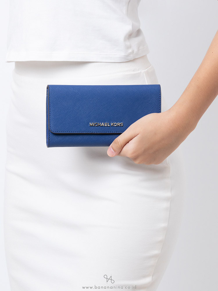 MICHAEL KORS Jet Set Travel Large Trifold Wallet Sapphire