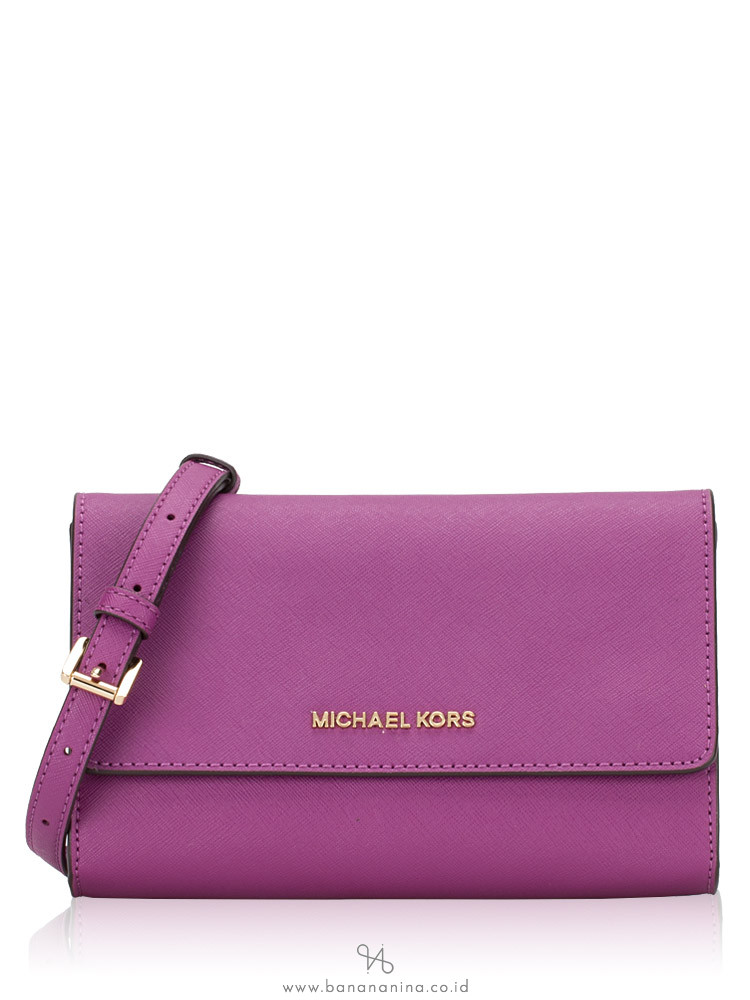 MICHAEL KORS Jet Set Travel 3 In 1 Wristlet Clutch Crossbody Pomegranate