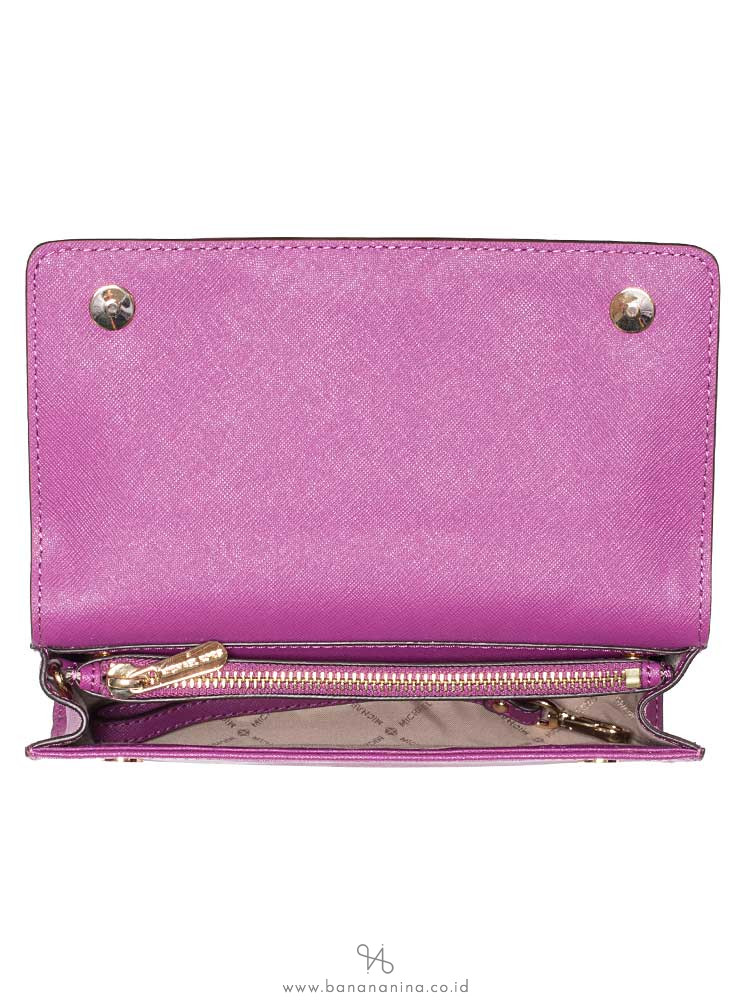 MICHAEL KORS Jet Set Travel 3 In 1 Wristlet Clutch Crossbody Pomegranate