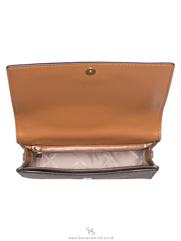MICHAEL KORS Jet Set Signature Leather Crossbody Bag Brown Acorn