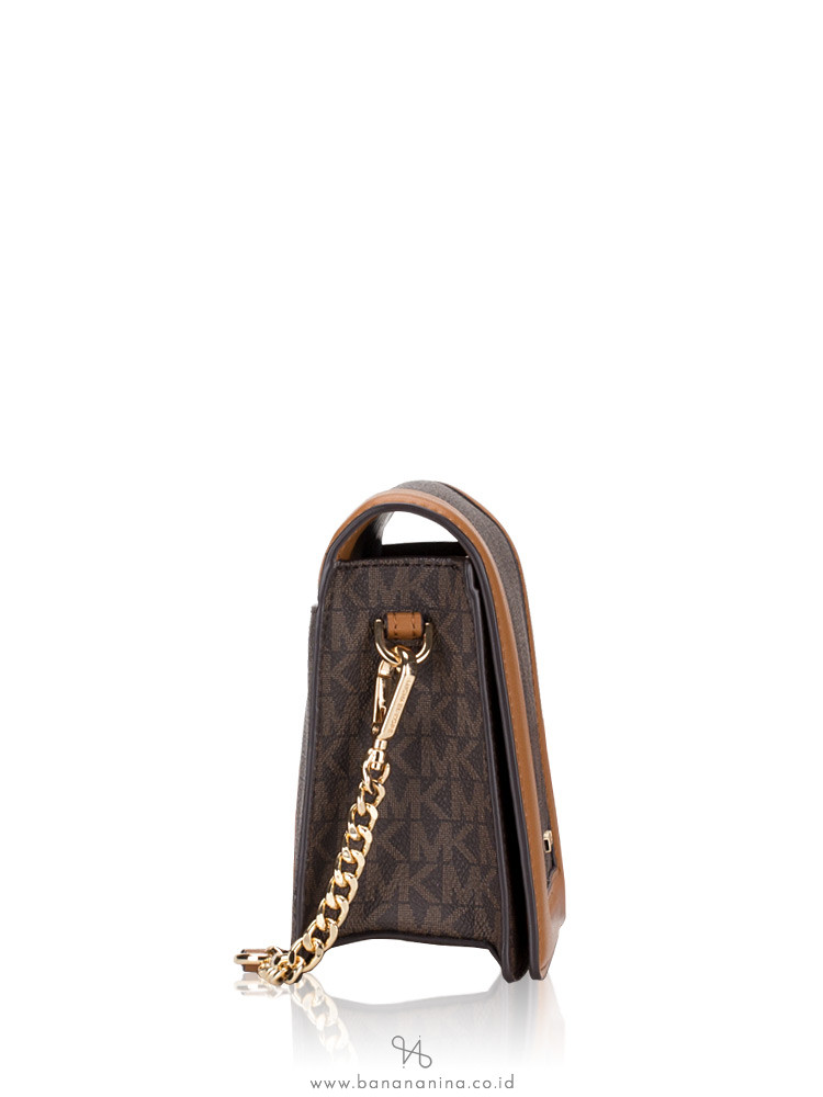 MICHAEL KORS Jet Set Signature Leather Crossbody Bag Brown Acorn