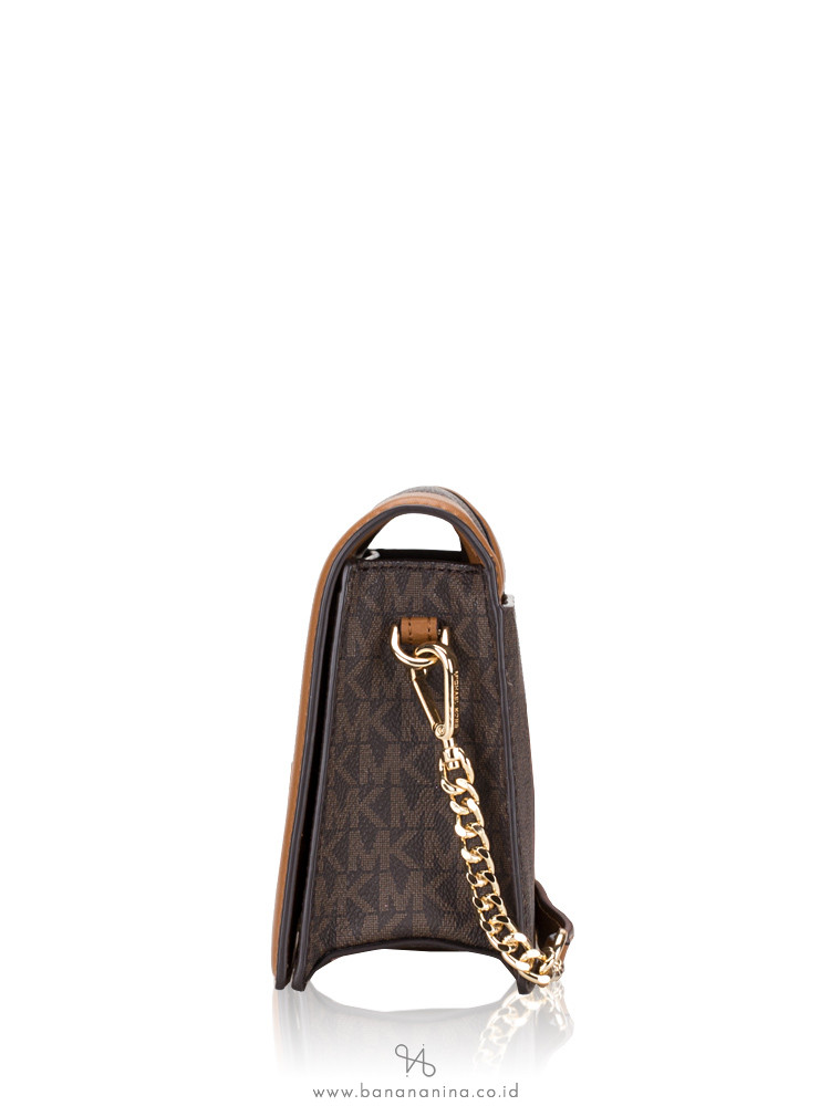 MICHAEL KORS Jet Set Signature Leather Crossbody Bag Brown Acorn
