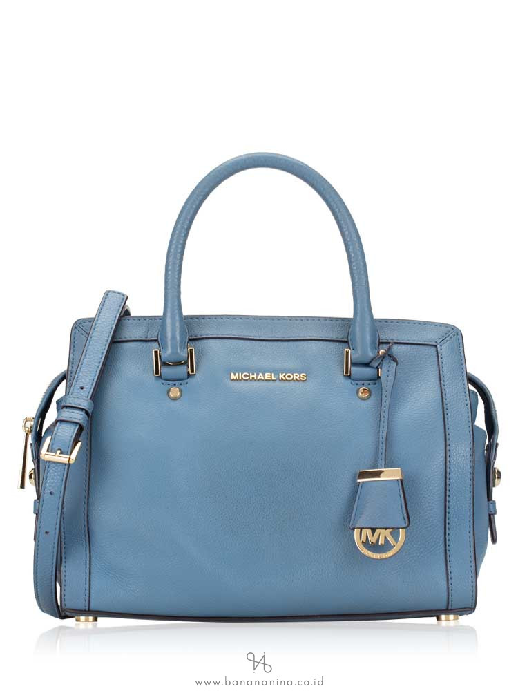 MICHAEL KORS Collins Medium Leather Satchel Cornflower