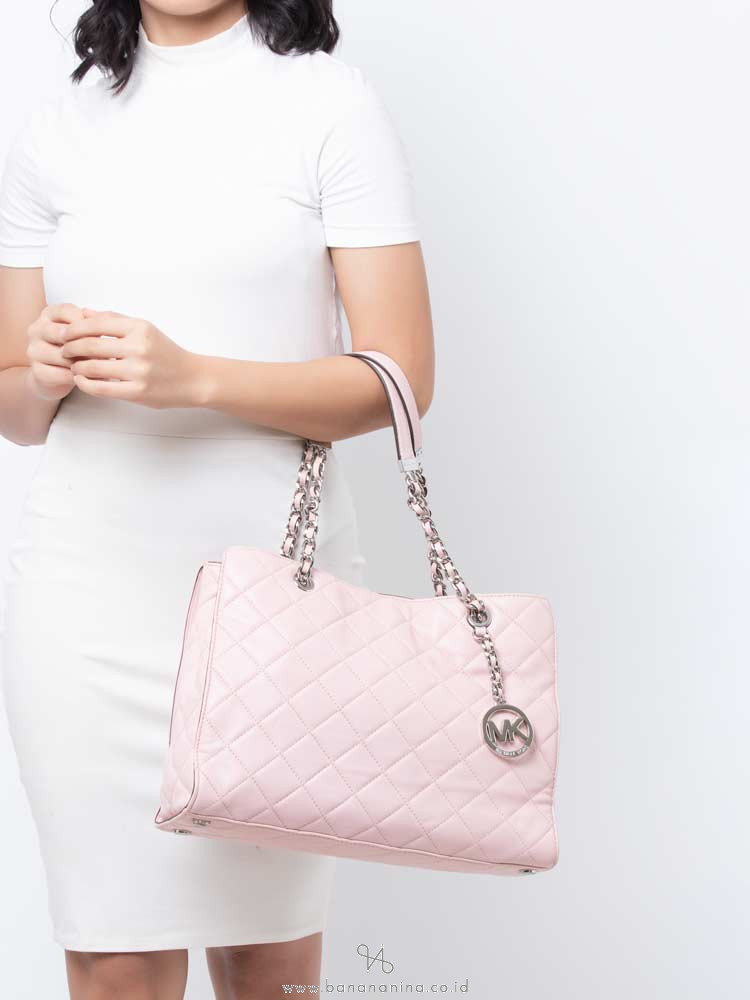 MICHAEL KORS Susannah Quilted Leather Large Tote Blossom