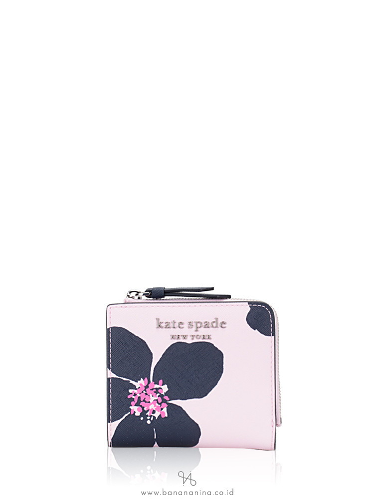 KATE SPADE Cameron Grand Flora Small L-Zip Bifold Wallet Serendipity Pink Multi