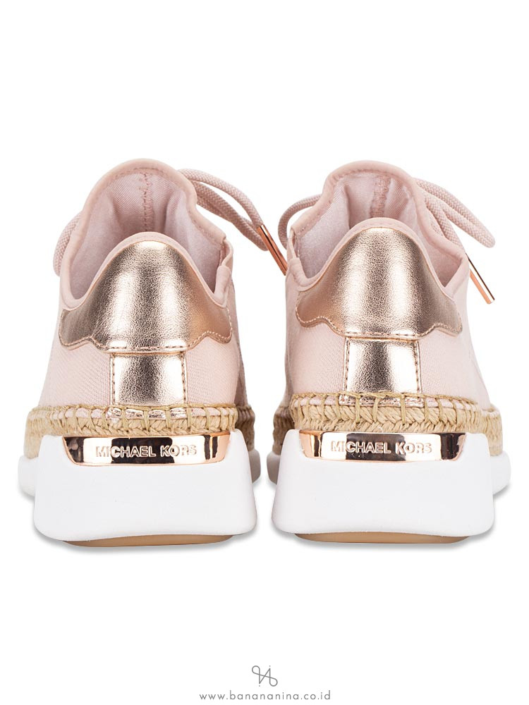 MICHAEL KORS Finch Canvas Lace Up Sneaker Soft Pink Rose Gold Sz 8