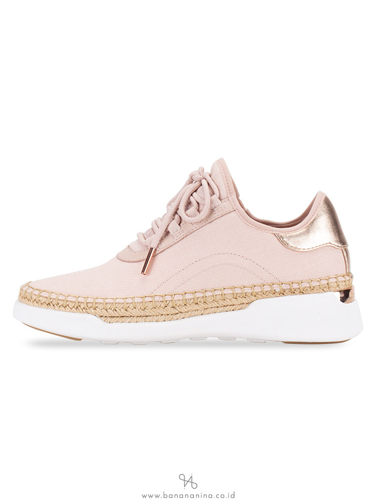MICHAEL KORS Finch Canvas Lace Up Sneaker Soft Pink Rose Gold Sz 8