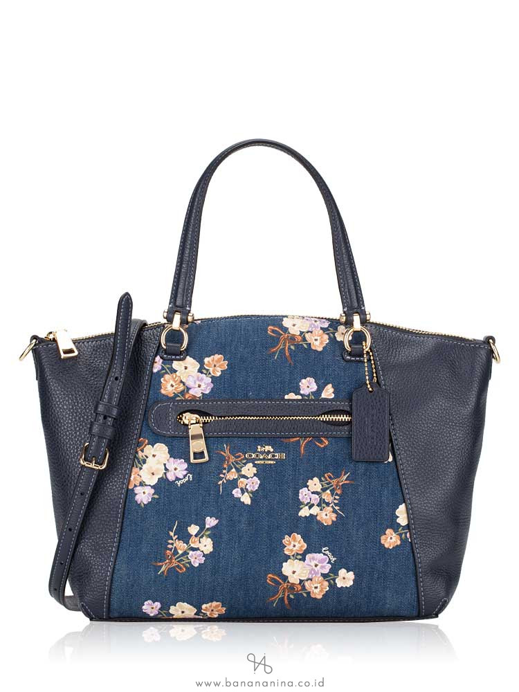 COACH 91045 Painted Floral Prairie Satchel Denim Multi